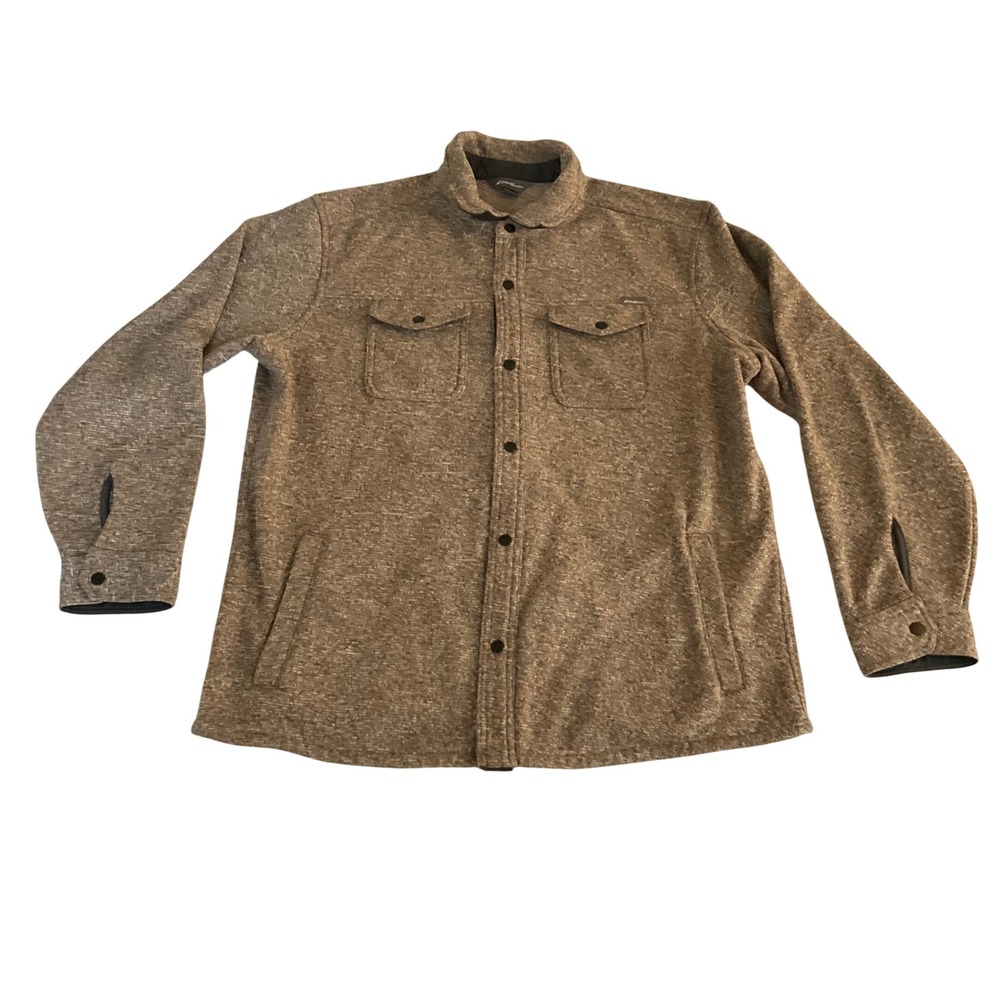 Eddie Bauer Shirt Jacket Mens XL Brown Sweater Knit Fleece Lined Shacket